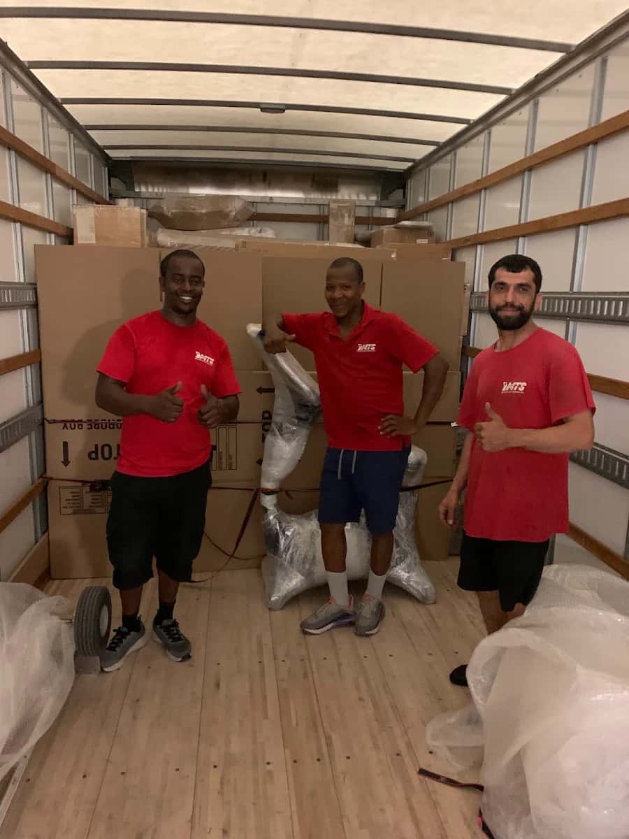 Moving truck with packed items