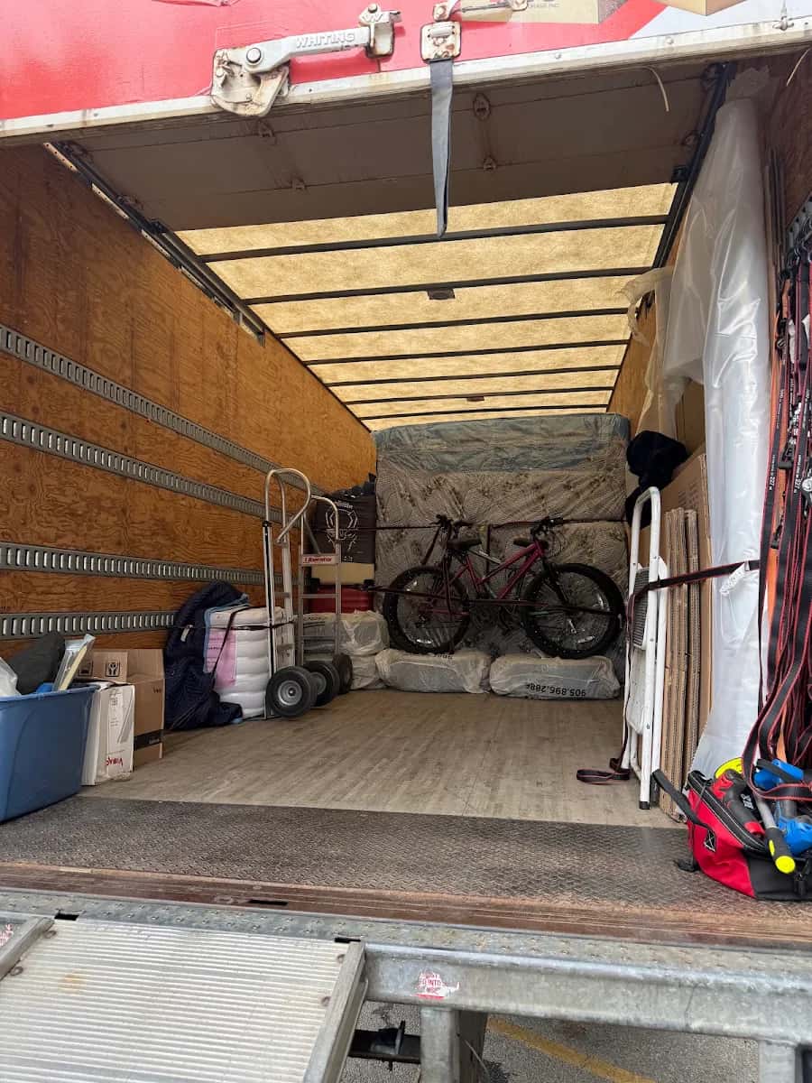 Moving truck loaded with items
