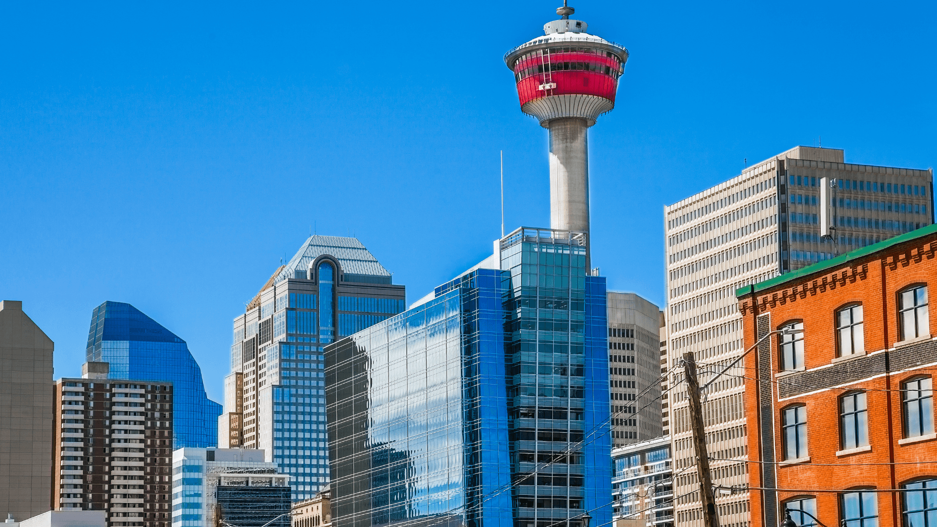 The downtown Calgary skyline with the Calgary Tower