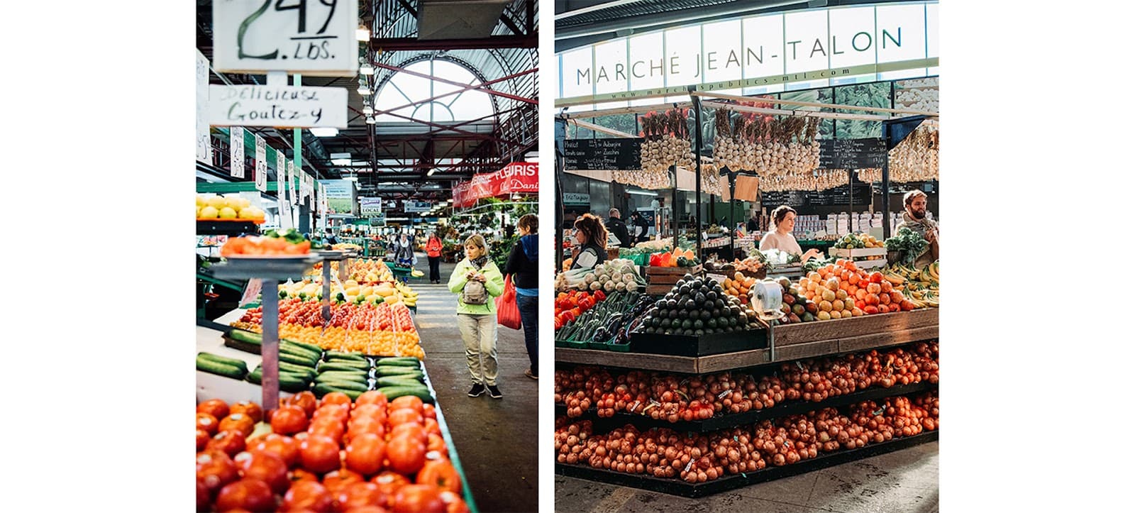 Fresh produce stalls at Montreal's Jean-Talon Market